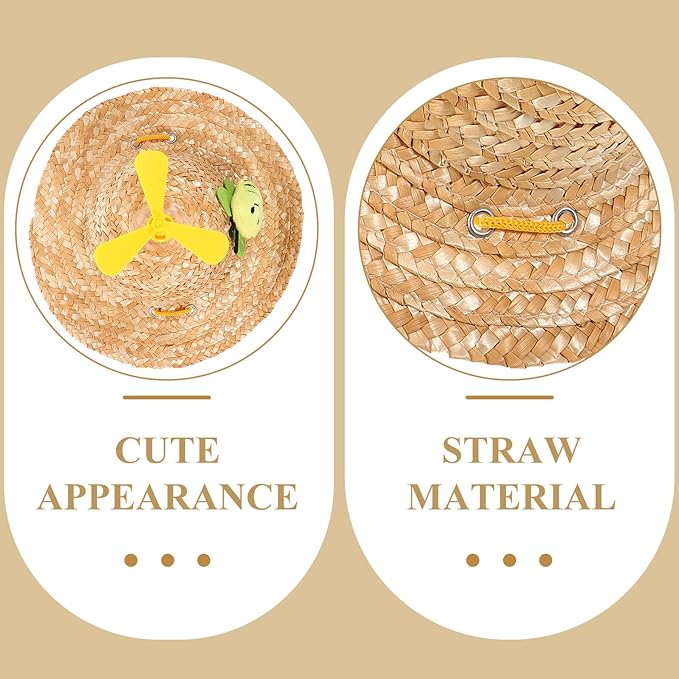 LALAFINA Pet Straw Hat Woven Knitted Cap with Helicopter Decor, Large Size Photo Props for Dogs, Cute Outdoor Pet Supplies for Home and Travel