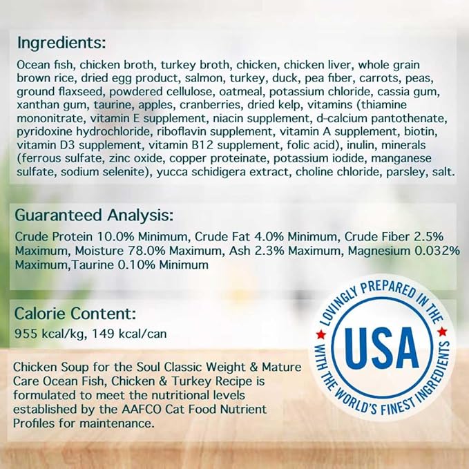 Chicken Soup for the Soul All Natural Premium Mature/Senior Wet Cat Food, Real Meat First Ingredient, No By-Products/Artificial Colors/Flavors/Preservatives, Chicken & Turkey Pate, 5.5oz (Pack of 24)