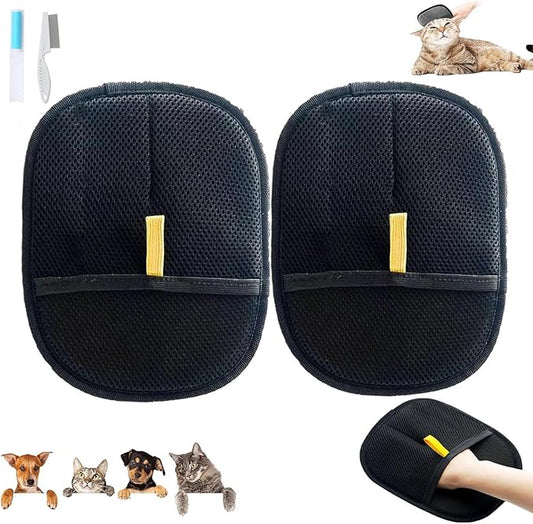 Pet Hair Remover Electrostatic Gloves, Pet Hair Remover Glove, Reusable Cat & Dog Grooming Mitten, Animal Fur Removal Tool for Couch, Furniture, Carpet, Car Seat (2PCS)