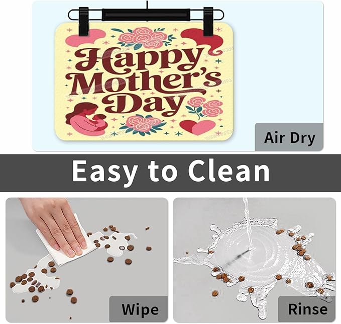 Dog Food Mat for Floors Absorbent Quick Drying Happy Mother's Day Floral Gift for Mom Ef Pet Cat Food Mat Easy-to-Clean Pet Feeding Mats Dog Bowl Mats 24x16In