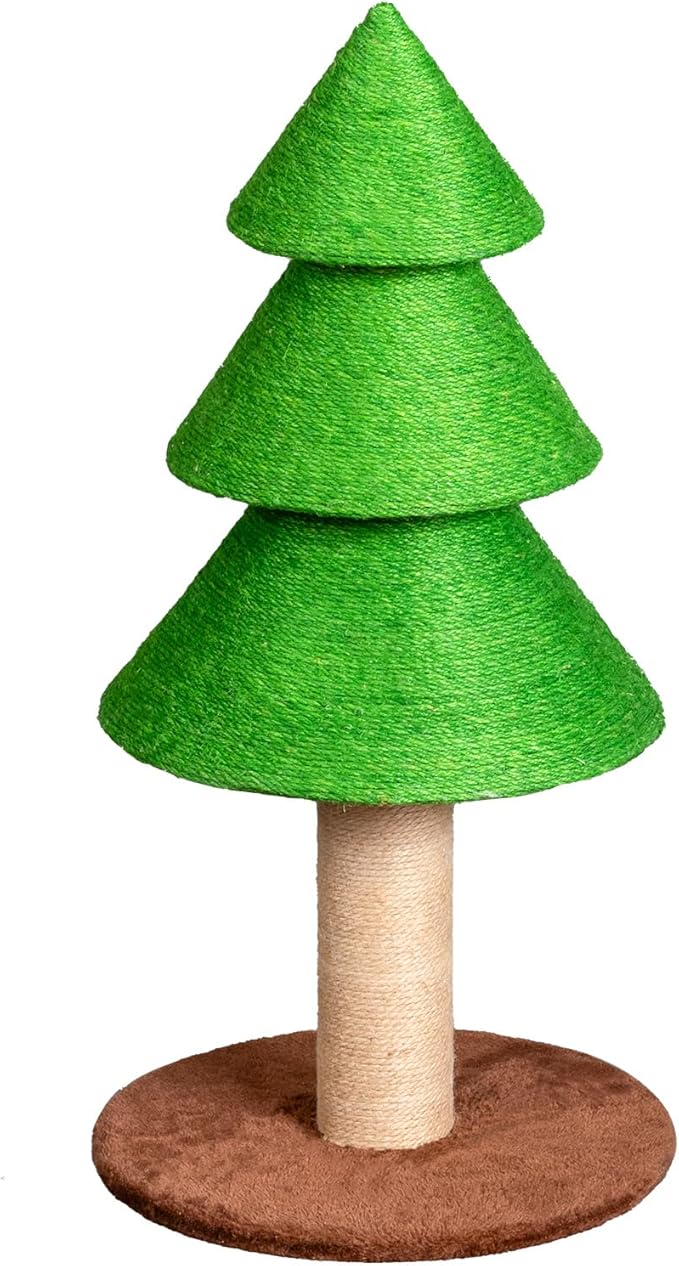 31.5in Christmas Tree Cat Scratcher, Cat Scratching Post for Indoor Cats, Large Sisal Cat Scratching Tree Cat Scratch Tower, Grass Green