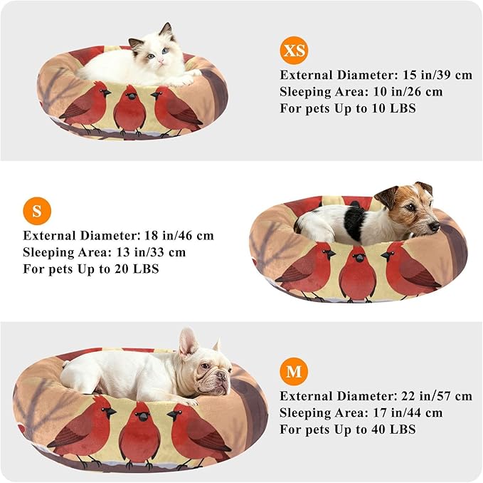 Pet Cat Beds Removable & Washable fluffier Puppy Beds for Medium Size Pets Supplies Winter Bird Scenery