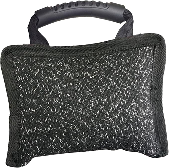 Baoblaze Dog Bite Pillow Tough Tug Toy Practical Portable Outdoor Pet Supplies for Small and Medium Sized Dogs Biting Pad with Handle, Black