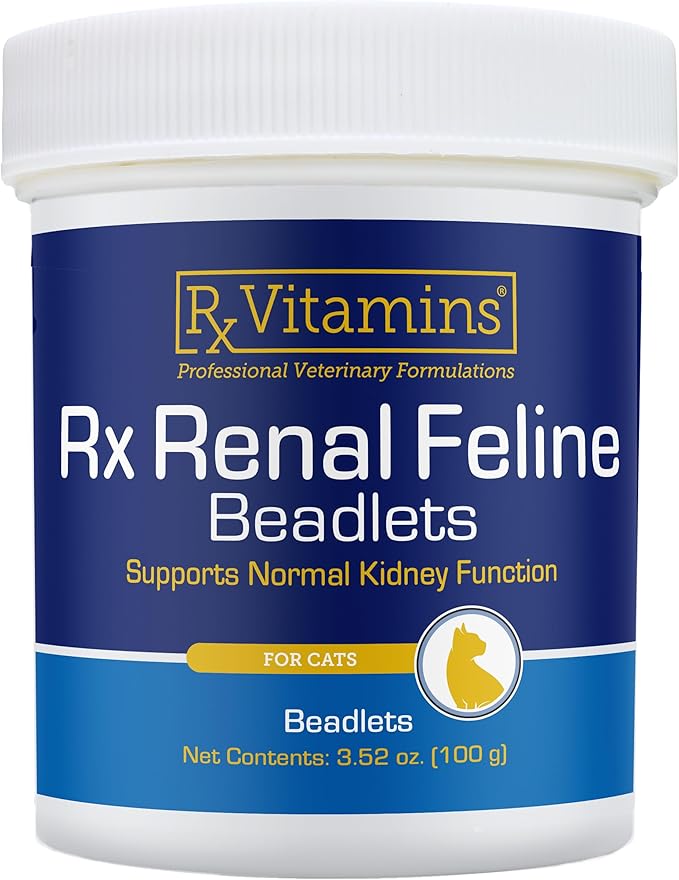 Rx Vitamins Renal Feline Beadlets - Cat Kidney Support with Astragalus Root and Milk Thistle for Cats - Supports Kidney and Immune Health in Cats - 3.52oz / 100g