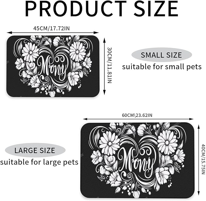 Pet Feeding Mat Absorbent Dog Mat for Food and Water Bowl Dog Accessories Happy Mother's Day Floral Gift for Mom Hm Pet Supplies Dogs Quick Dry Cat Water Dispenser Mats 24x16In