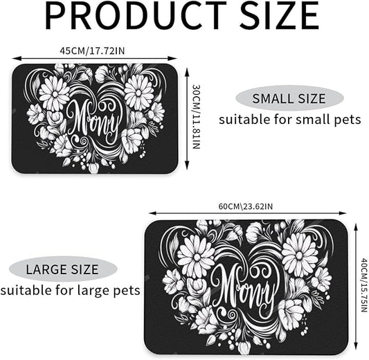 Pet Feeding Mat Absorbent Dog Mat for Food and Water Bowl Dog Accessories Happy Mother's Day Floral Gift for Mom Hm Pet Supplies Dogs Quick Dry Cat Water Dispenser Mats 24x16In