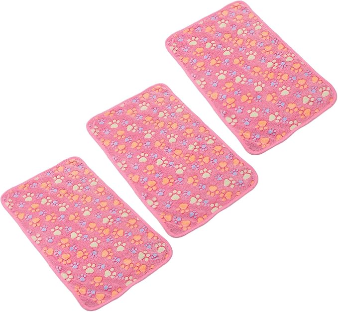 3Pcs Dog Paw Print Fleece Blanket, Pet Warm Sleep Mat, Coral Fleece Soft Dog Blanket with Cute Paw Design, Bite Resistant Pet Supplies for Dogs Cats Small Animals (S)