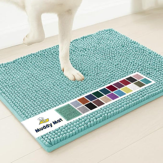Muddy Mat® | Super Absorbent Door Mat Indoor, Microfiber Quick Dry Chenille Entryway Rug, Non-Slip Front Door Mat, Indoor Mats for Entryway, Machine Washable Pet Rug, Seafoam Green 48"x72"