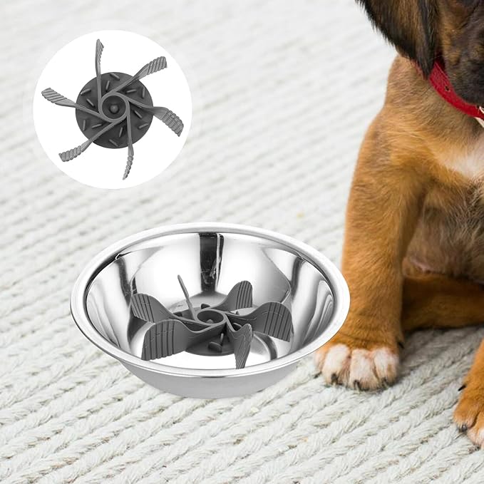 UPKOCH Silicone Puppy Slow Feeder Bowl Insert Gray Soft Slow Eating Dog Food Bowl for Small Breeds Pet Feeding Supplies