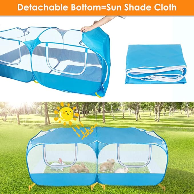 SlowTon Small Animals Playpen - Portable Chicken Coop Run Large Chick Brooder 73"x36"x25" with Detachable Bottom, Pop Up Pet Enclosure Cat Tent for Guinea Pig Bunny Puppy Indoor Outdoor (Flat Top)