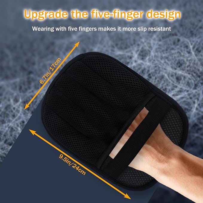 Pet Hair Removal Glove for Dogs & Cats, Pet Hair for Cat and Dog, with Electrostatic Tech, for Carpet, Couch, Furniture,Upgraded Five-Finger Electrostatic Pet Hair Gloves