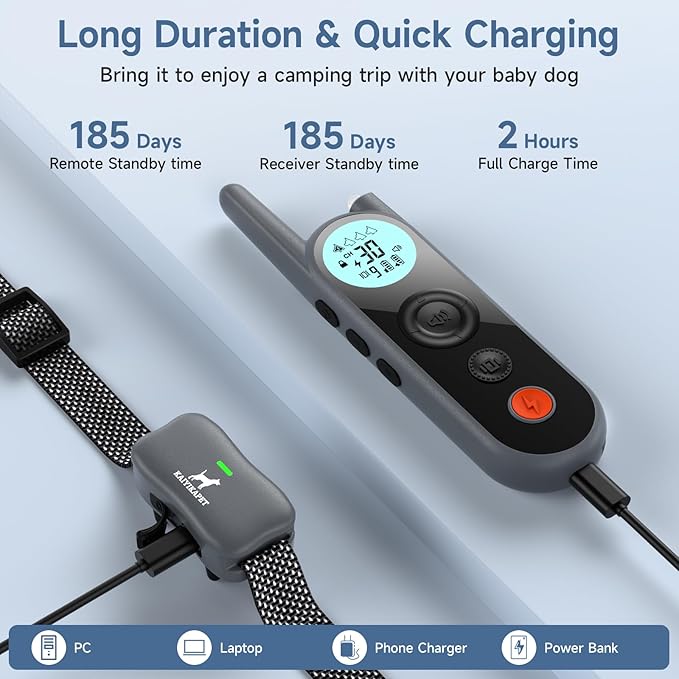 Dog Training Collar with Remote 3/4 Mile,Long Battery Life up to 185 Days,3 Modes 5 Beeps Vibration Shock,Dog Shock Collar with Security Lock,Waterproof,NO Electronic Fence Function