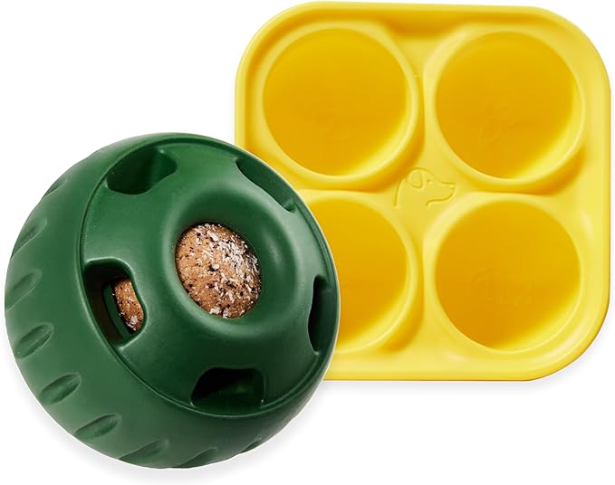 WOOF Pupsicle and Treat Tray - Long-Lasting Interactive Dog Ball Toy and Silicone Dog Treat Mold - Keep Your Pup Busy - Easy to Clean - Dog Toys for Small Dogs 10-25 lbs