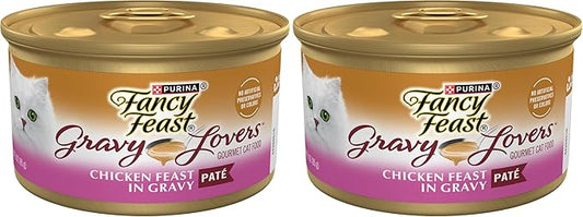 Fancy Feast Purina Gravy Lovers Chicken Feast Pate in Wet Cat Food Gravy - 3 oz. Cans,(Pack of 48)