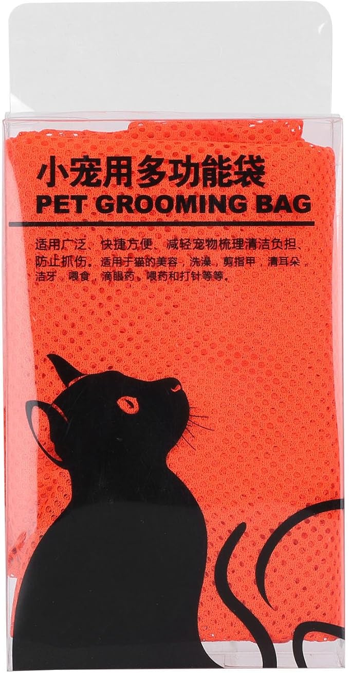 ZJchao Cat Bathing Bag, Breathable Cat Grooming Washer Mesh Bag Dog Hanger for Nail Trimming Grooming Bathing Polyester Soft Washing for Trimming Nail Cut (Orange + Yellow + Pink)