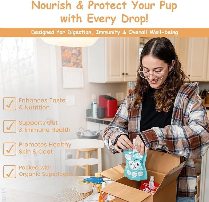 My Dog's Favorite Organic Dog Food Topper - Peanut Butter Food Topper Nutrient-Rich Meal Enhancer Omega-3 Vitamin E - Healthy Dog Wet Food for Skin Digestion - Ideal for Picky Eaters & Dry Food (8oz)