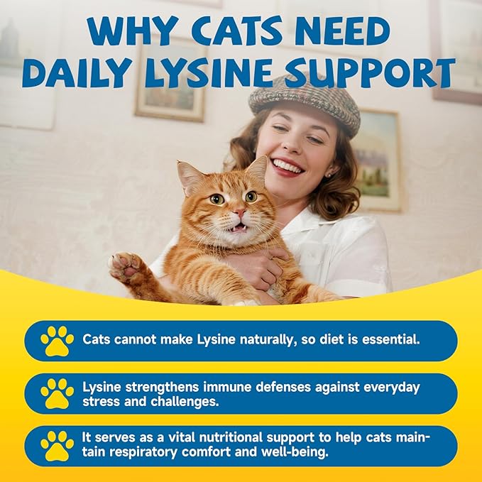 L-Lysine Supplement for Cats Immune Support, Cats Lysine Drops for Feline Respiratory, Sneezing, Runny Nose, Eye Function, Natural Strengthen Defenses-Natural Chicken Flavor, 2FL oz