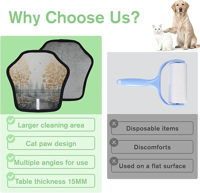 Trees Abstract Electrostatic Pet Hair Removal Glove for Cats & Dogs - Reusable Grooming Mitt for Couch, Carpet, Car Seat & Laundry - Large 9x9 Inch