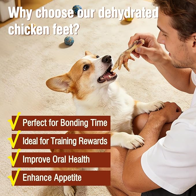 Dehydrated Chicken Feet Dog Treats Organic Nail-Free High Protein No Addictives Single Ingredient Paws All Natural Dog Chews & Snacks