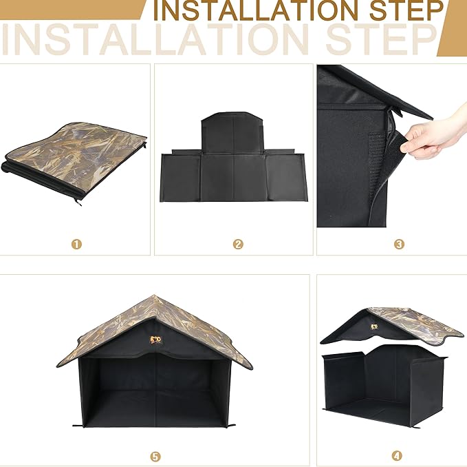 Outdoor Cat House, Waterproof Pet Shelter/Dining Room, for Feral/Community Cats (Camo1)