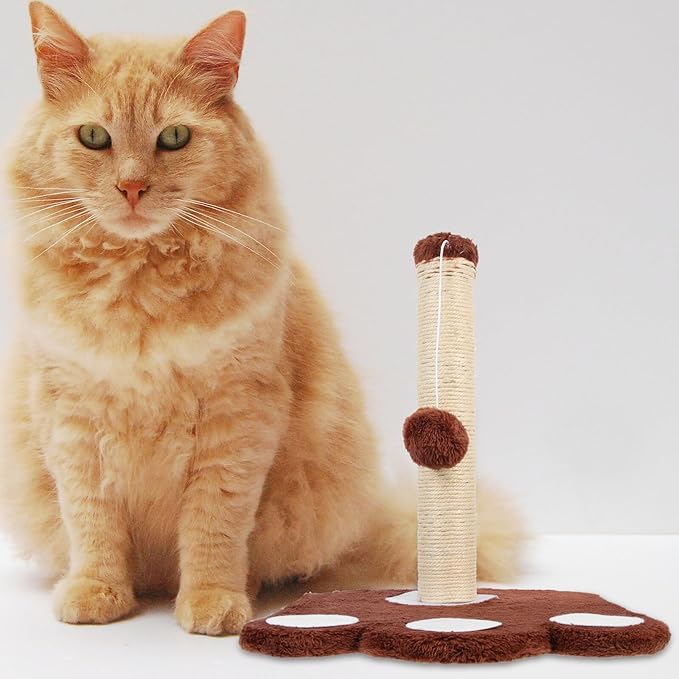 Luxshiny Large Sisal Cat Scratching Post Comfortable Cat Bed Integrated Design Brown Kitten Supply