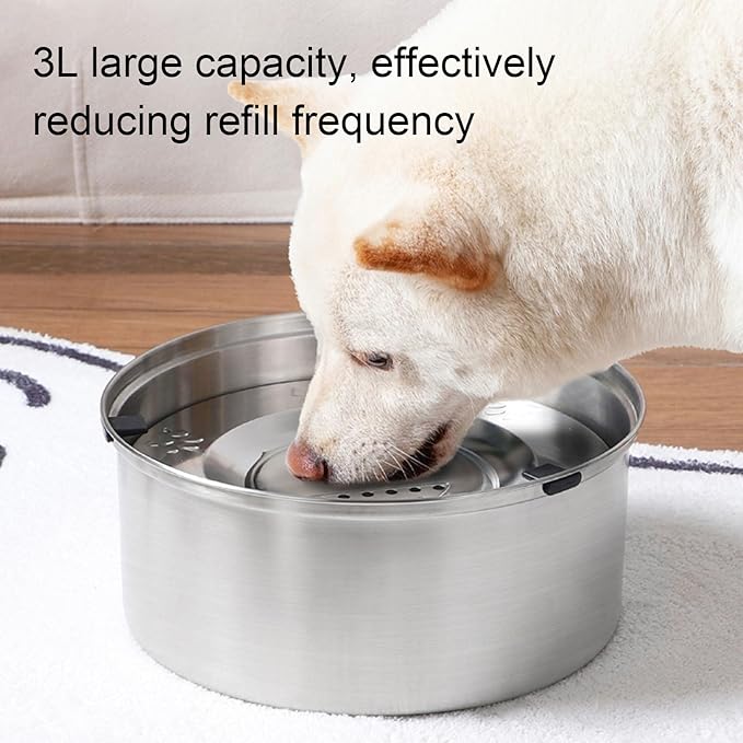 304 Stainless Steel Dog Water Bowl Dispenser 3L Large Capacity Spill Proof Slow Drinking Pet Water Bowl for Dogs Cats Anti Splash Non Slip Pet Feeding Supplies.