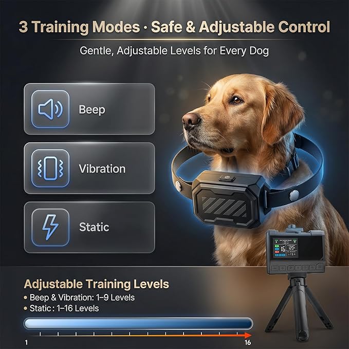 Wireless Dog Fence – Precise Signal 3-in-1 Boundary, Training & No-Go Zone System, Up to 1 Acre Circular Coverage, Waterproof Collar, Indoor & Yard Use, Fits 10–120 lb Dogs