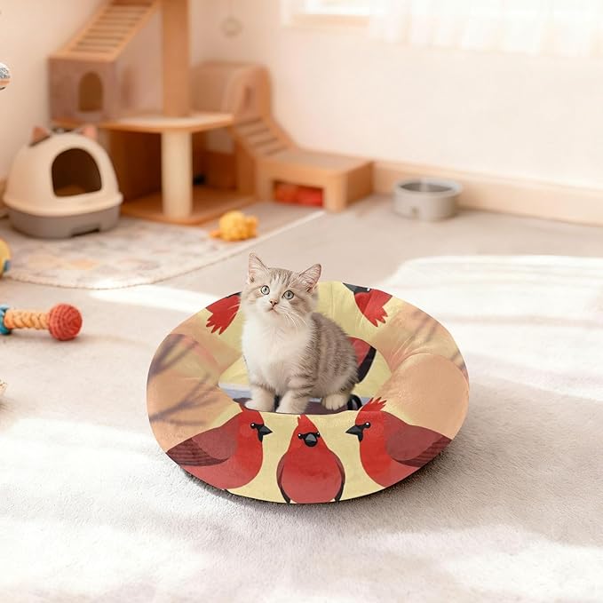 Pet Cat Beds Removable & Washable fluffier Puppy Beds for Medium Size Pets Supplies Winter Bird Scenery