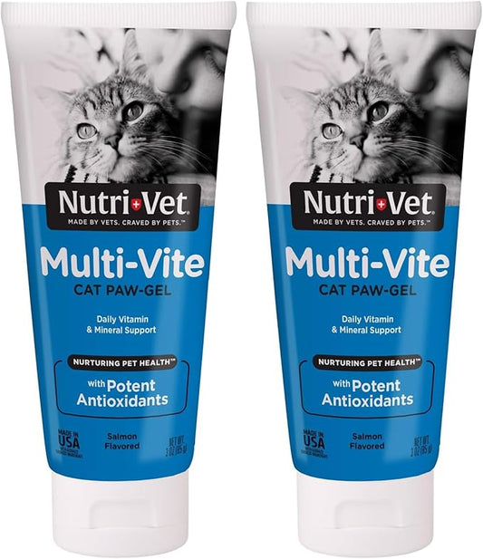 Nutri-Vet Multi-Vite Paw Gel for Cats,Daily Vitamin,Kitten Supplies,Immune Support,Cat Vitamin,Potent Antioxidants,Multi-Vitamin Paw Gel,Senior Feline Supplements,3 oz,(Pack of 2)