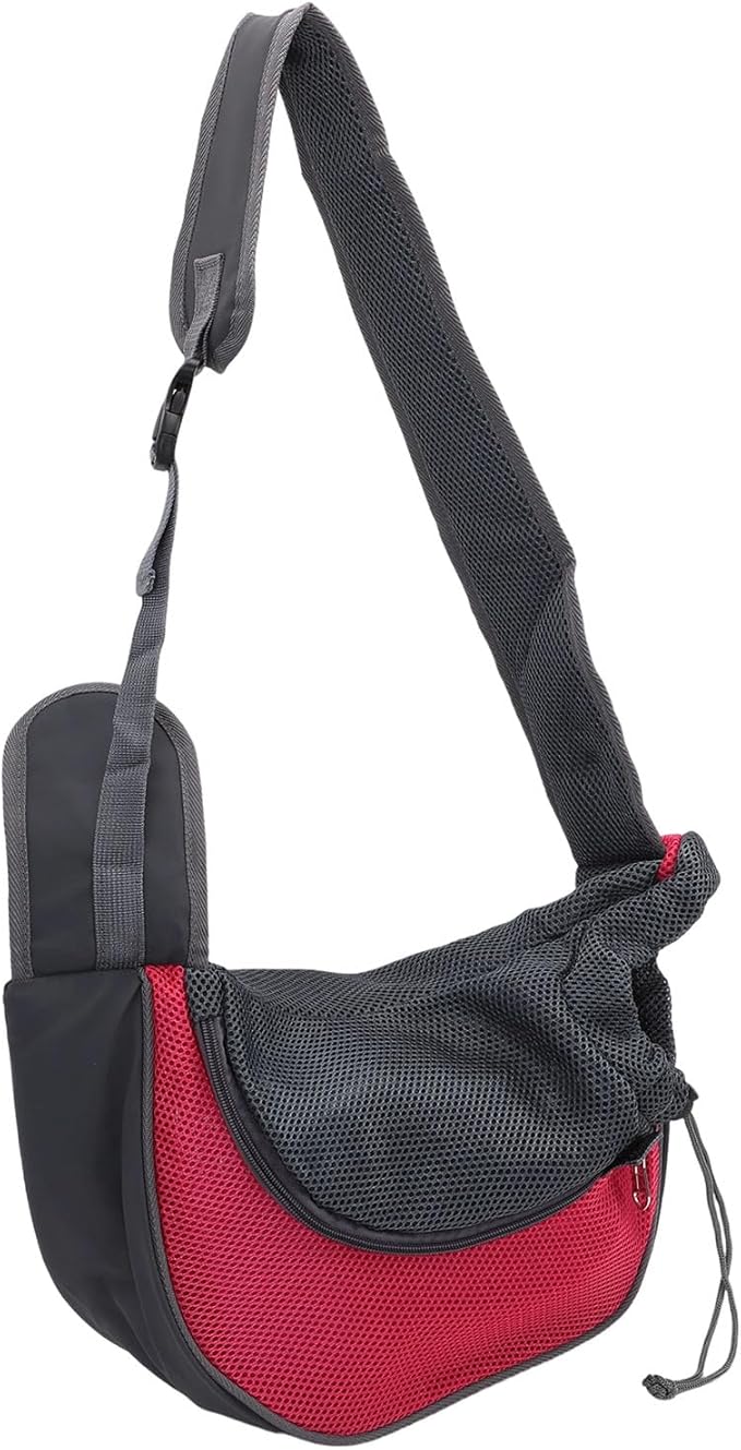 Pssopp Dog Supplies Breathable Puppy Sling Adjustable Neck Pet Carrier Purse for Outdoor Outings Camping Travel Small Cat Dog Sling Carrier, Travel (L)