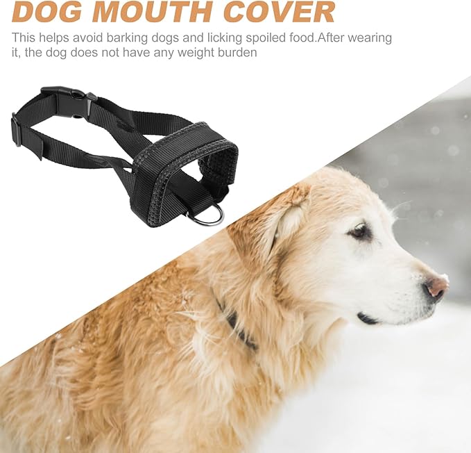 PRETYZOOM Adjustable Anti-bite Dog Muzzle, Black Nylon Breathable Mouth Cover, Size L, Safety Mouth Mask for Barking Control and Chewing Prevention, Pet Dog Supply for Daily Use