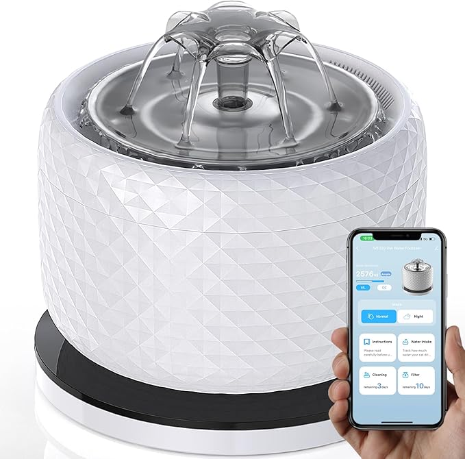 118oz/3.5L Smart Cat Water Fountain with App Control, Kitty spout cat Water Fountain, Ultra Quiet Pet Water Fountain for Cat Indoor, 2.4GHz Wi-Fi
