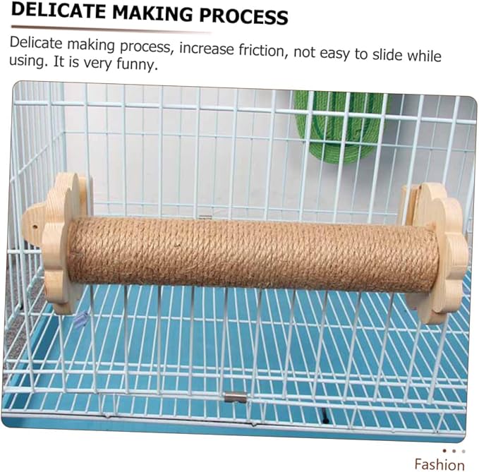 VOSAREA Cat Scratching Post for Cage 40cm Natural Wood Core Sisal Rope Sturdy Wear-Resistant Kitten Scratcher Suitable for Indoor Cats Climbing and Playing