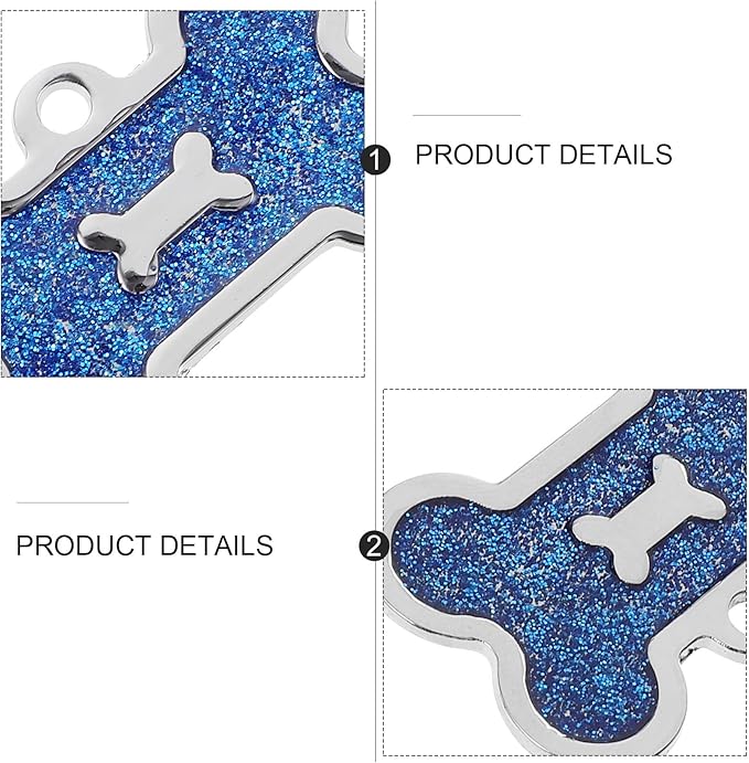 8pcs Dog Bone Pet Id Tags Zinc Alloy Anti-Lost Name Tags Blue 40x25mm for Dog Collar Accessories Puppy Cat Supplies