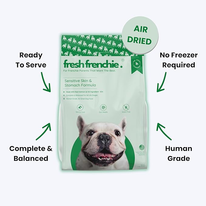 Air-Dried Dog Food for French Bulldogs - 4lb - Salmon, Superfoods, Probiotics - Hypoallergenic & Grain-Free