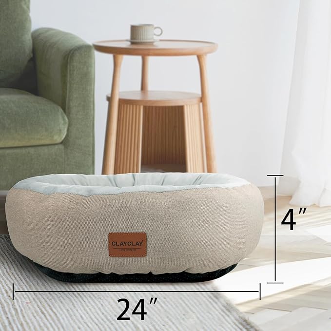 CLAYCLAY Cozy Round Cat Bed – Soft, Comfortable Cushion for Cats & Kittens – Non-Slip, Machine Washable, Plush Sleep Bed for Cats, Ideal for Resting & Napping up to 30lbs