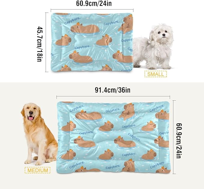Dog Bed for Crate Washable Pet Sleep Pad, Capybaras Print Kennel Mat with Non-Slip Bottom, Soft Fluffy Supplies Pet for Dogs and Cats (24x18 inch)