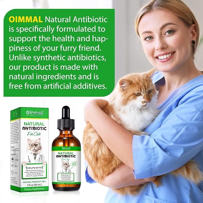 Antibiotics for Cats - Natural Cat Antibiotic Liquid Drops, Supports Immune & Allergy Relief, Cat Multivitamin UTI Drops Helps Immune System, Chicken Flavour, 2 Fl Oz