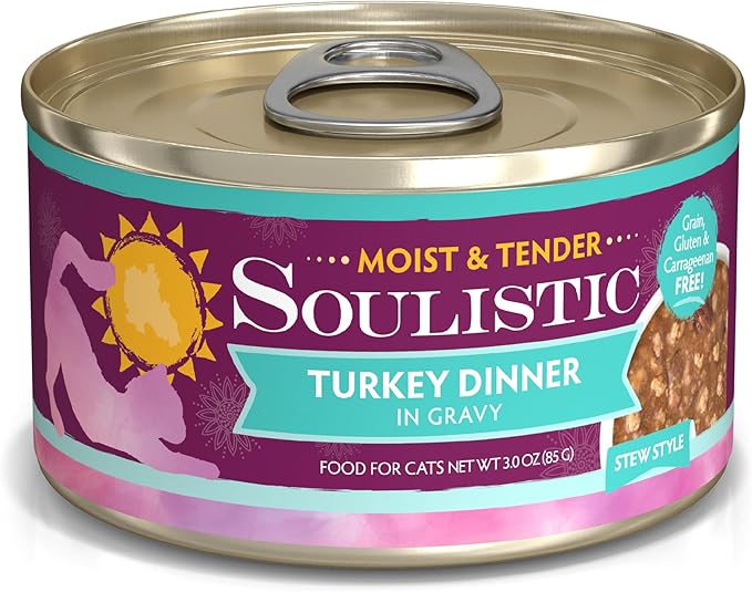 Soulistic Moist and Tender, Turkey Dinner in Gravy, 3oz Can, Pack of 12