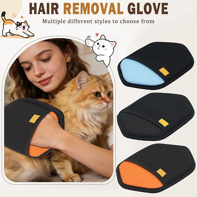 Pet Hair Removal Gloves – Static Electricity Cat & Dog Hair Remover for Furniture, Sofa Seams & Corners, Multi-Functional Household Cleaning Gloves (Black)