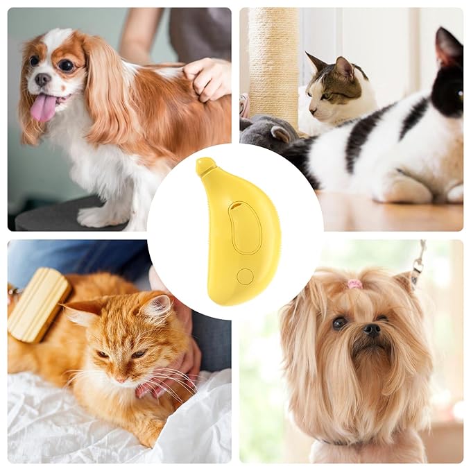 Cat Steam Brush, 3 in 1 Self Cleaning Cat Deshedding Brush, Cat Grooming Brush, Pet Comb Massage Brush, Rechargeable Cat Hair Brush, Steamy Cat Grooming Brush for Removing Tangled and Loose Hair (A)