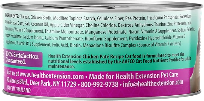 Health Extension Chicken Recipe Grain-Free Wet Cat Food, 2.8 Oz – Fortified with Essential Proteins, Key Vitamins & Minerals, Supports Overall Health, Daily Nutrition (Pack of 24)