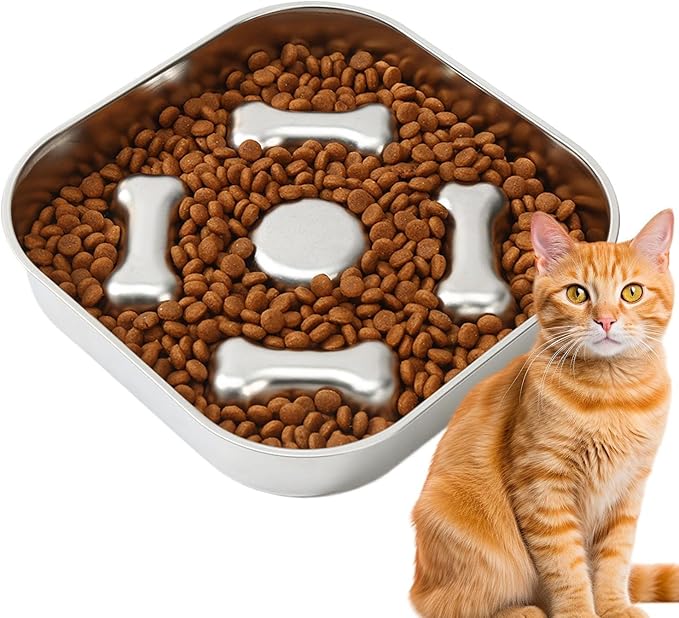 Genérico Slow for Dogs, Stainless Steel Pet Supplies | Puzzle for Dogs and Cats, for Wet and Dry Food, Indoor and Outdoor Use, for