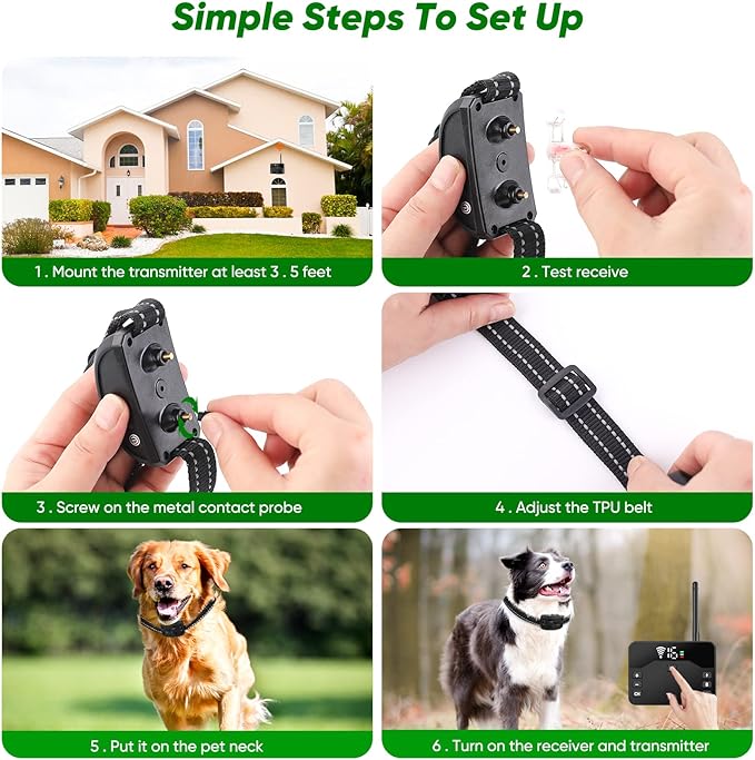 Wireless Dog Fence,2025 Wireless Boundary Containment System,2-in-1 Electric Dog Fence & Remote Training Collar,Adjustable Vibration & Shock,IP65 Waterproof Training Collar for Large and Medium Dogs