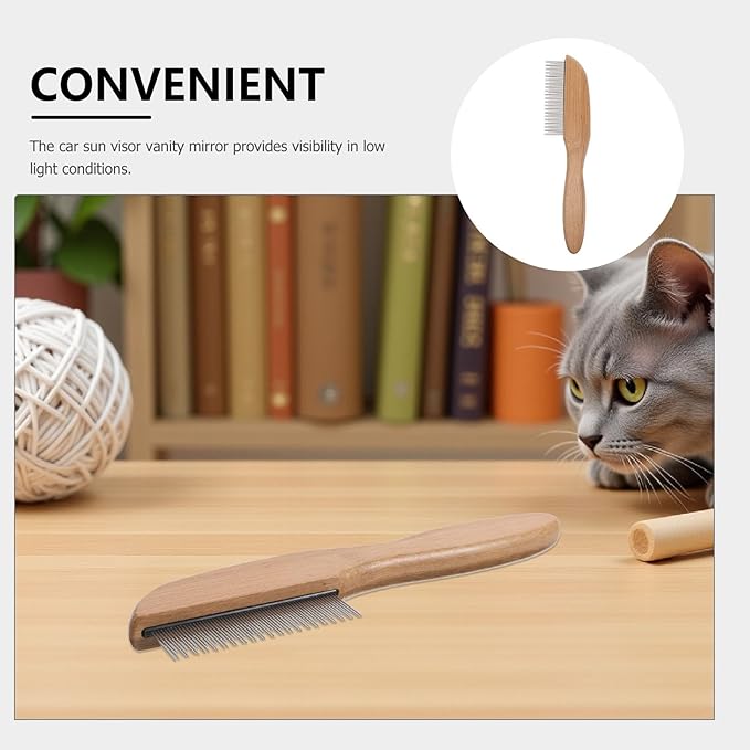 Dog & Cat Grooming Comb - Removes Tangles Knots Matted - Dematting Tool with Stainless Steel Teeth & Non-Slip Wood Handle Short Hair Brush for Home Pet Store