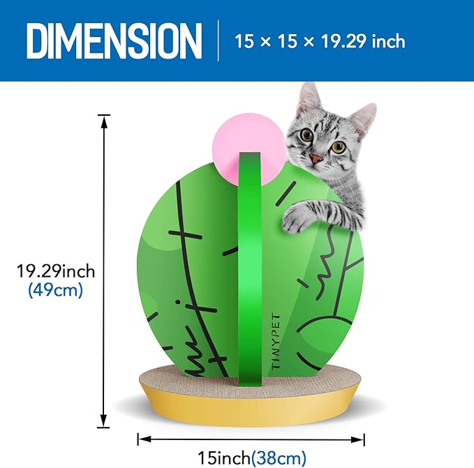 FluffyDream Cat Condo Scratcher Post Cardboard, Cactus Shape Cat Scratching House Bed Furniture Protector, Green Colour