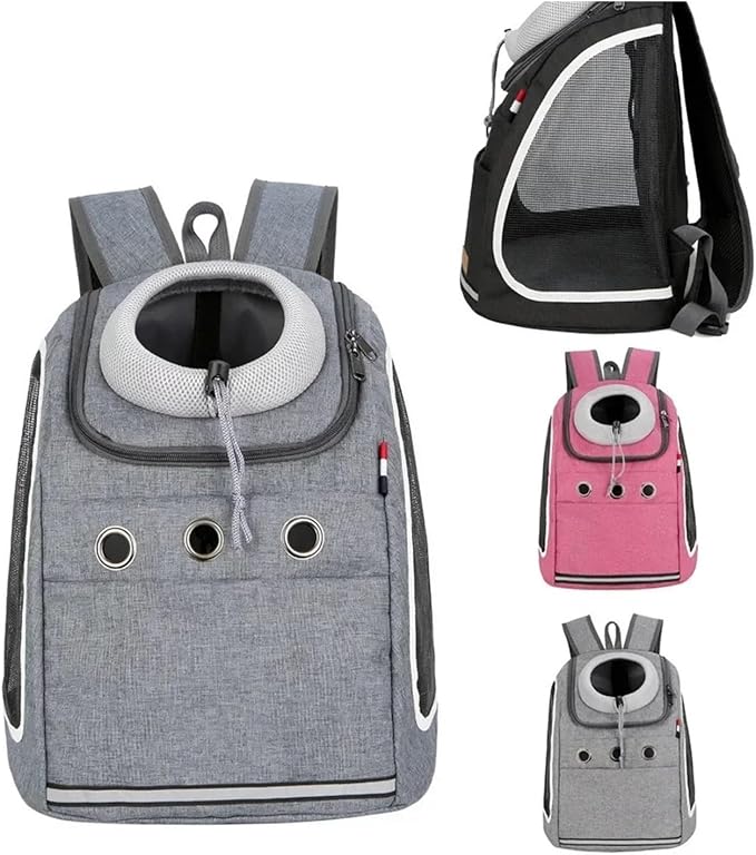 Pet Bag，Compatible for Backpack Portable Travel Breathable Outdoor Carrying Supplies(Gray)