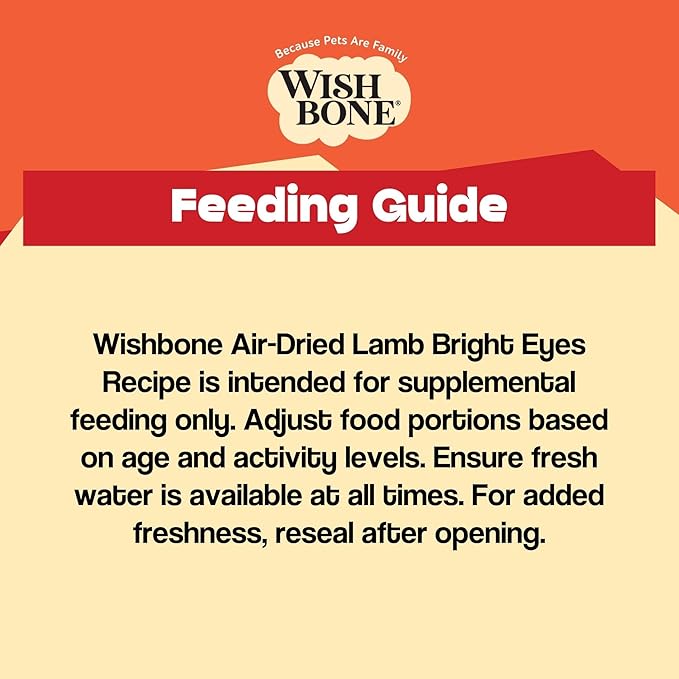 Wishbone Air-Dried Lamb Dog Food - High-Protein Grain-Free Lamb Recipe with Superfoods for Eye & Overall Health, Made in New Zealand - 1lb