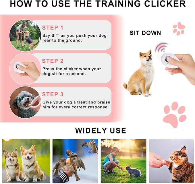 Training Collar Dogs, 1 Remote 1800FT Control 2 Collars, Cat Shock Collars Rechargeable, Pink Electric Collar for 5-120 lbs Small Medium Large Breed Dogs, Adjustable, Waterproof, Vibration