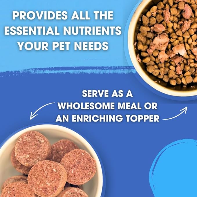 Freeze-Dried Raw Dog Food – Duck and Beef – High Protein, Grain-Free, No Fillers or Additives, Meal Mixer or Topper, Supports Healthy Digestion, Joints, and Coat – 14 oz